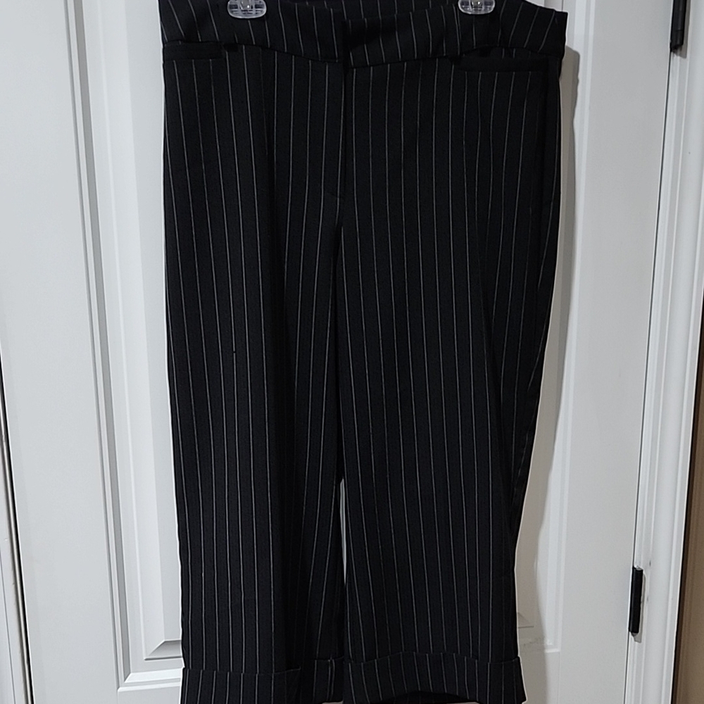 Black Pinstripe Women's Capri Pants